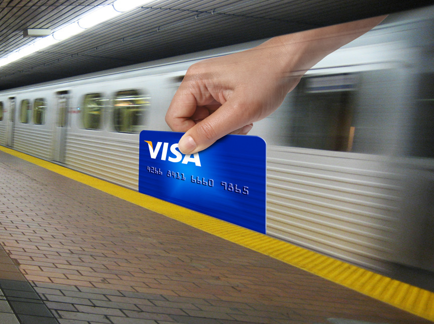 Visa card on train